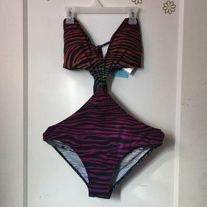 Colorful Zebra Print One Piece Swimsuit